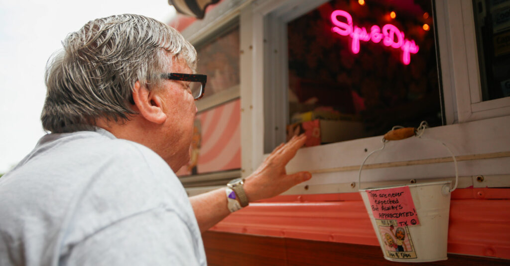 Resident ordering ice cream from the Gracedale ice cream truck
